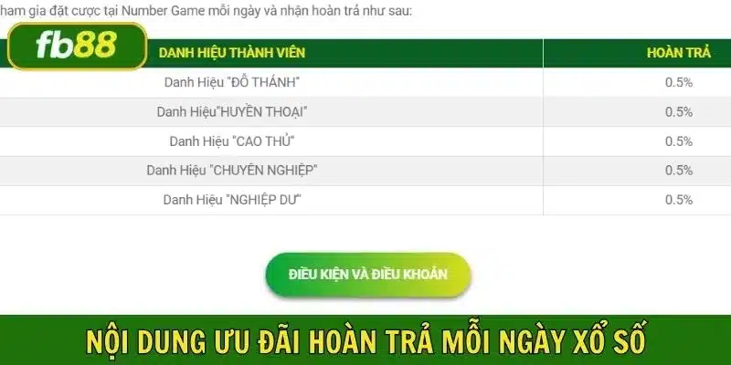 Chương trình hoàn cược áp dụng từ ngày 1/1/2025