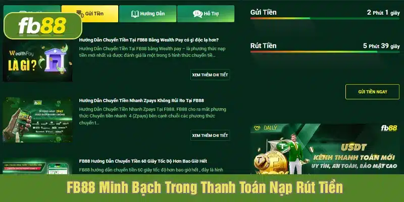 FB88 minh bạch trong thanh toán nạp rút tiền